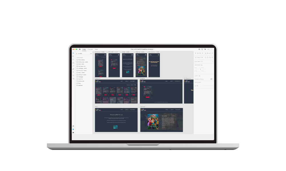 xd movie database mockups preview on a laptop and mobile device
